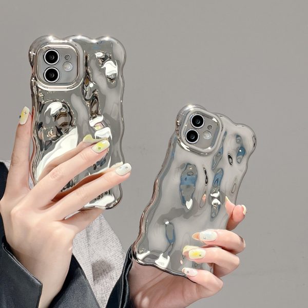 Funda para iPhone 11 de 6,1 pulgadas con diseño de ondas rizadas plateadas Embalaje Deteriorado Supply