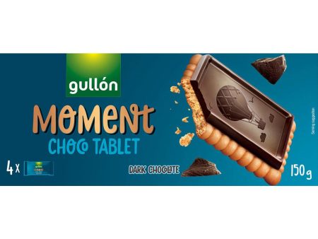 Gullón Moment Choco Tablet Dark Chocolate, Galletas cubiertas de chocolate negro, 4 unidades, 150 gr (Caducidad: 08-05-2024) Discount