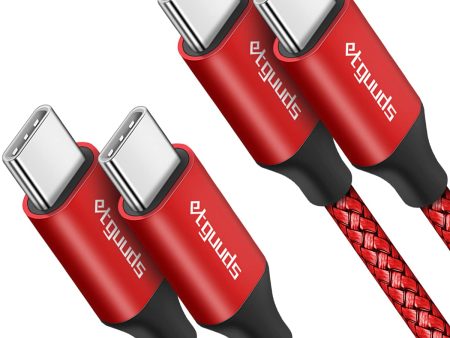 Cable USB C a USB C etguuds [2Pack 1M, PD 60W QC3.0, Carga Rápida y Sincronización para Samsung Galaxy y más (Rojo) Embalaje Deteriorado Online Sale