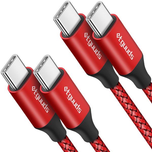 Cable USB C a USB C etguuds [2Pack 1M, PD 60W QC3.0, Carga Rápida y Sincronización para Samsung Galaxy y más (Rojo) Embalaje Deteriorado Online Sale