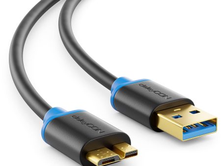 Cable de Datos deleyCON Micro USB 3.0 de Alta Velocidad para Móviles, Tablets y Discos Duros Externos - USB A Macho a Conector Micro B Negro Embalaje Deteriorado For Discount