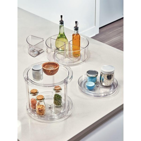 iDesign The Home Edit Series, Bandeja giratoria dividida de plástico reciclado, Lazy Susan Embalaje Deteriorado For Discount