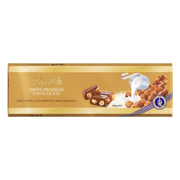 Lindt - Tablette CHOCOLATE PREMIUM SUIZO - Chocolate con Leche y Avellanas, 300g Embalaje Deteriorado Online now