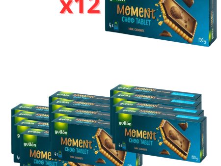 Pack Familiar: Gullón Moment Choco Tablet Dark Chocolate, Galletas cubiertas de chocolate negro, 150 gr x 12 unidades (1800 gr Total) (Caducidad: 08-05-2024) on Sale