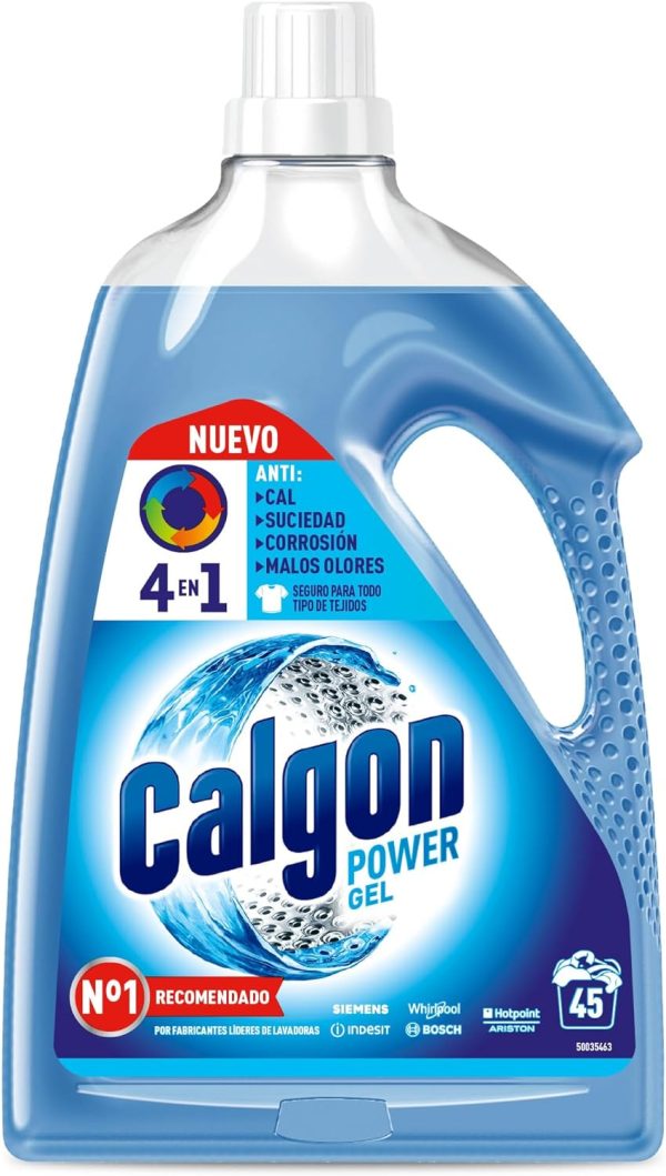 Calgon Power Gel - Antical para la Lavadora, Elimina Olores y Suciedad, en Formato Gel, 2.25 l, 45 dosis Embalaje Deteriorado For Sale