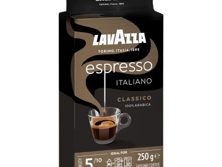 Lavazza, Espresso Italiano Classico, Café Molido Natural, 4 x 250 g, Ideal para Cafetera Italiana, de Filtro y Francesa, con Notas de Caramelo y Chocolate, 100% Arábica, Intensidad 5, Tueste Medio Embalaje Deteriorado (Cad: 30 07 2025) Cheap